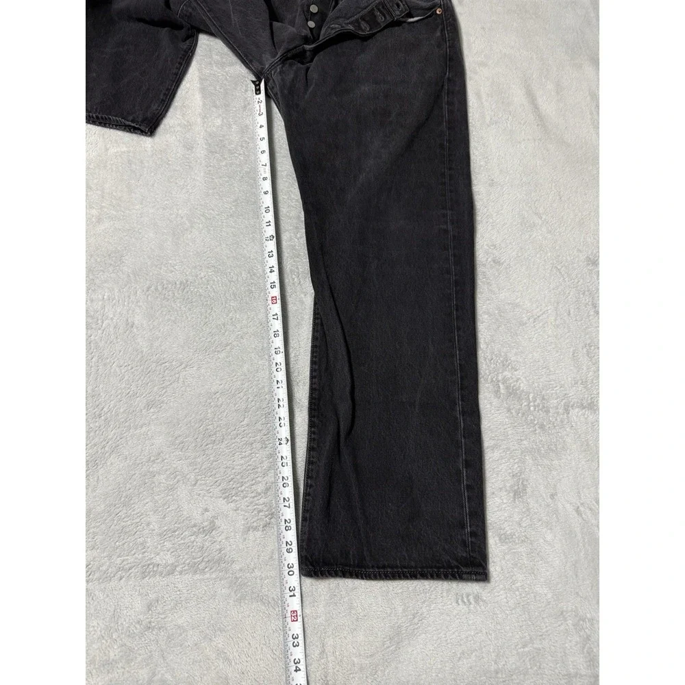 Levis 501 Jeans Mens 40x30 Black Straight Button Fly Mid Rise Dark Wash Denim